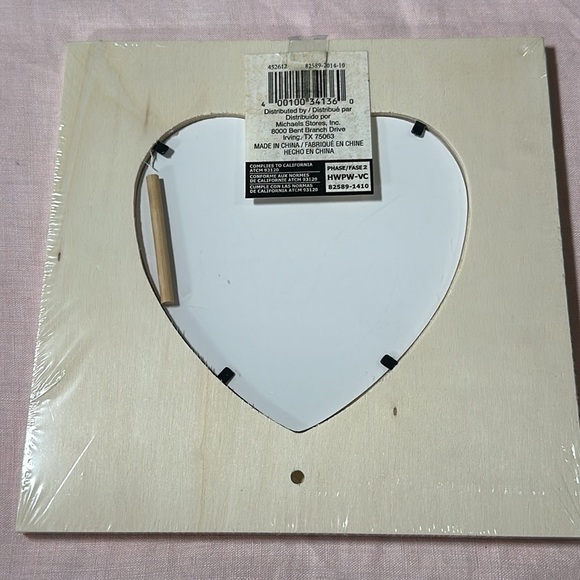 Lot of 2 ArtMinds Square Unfinished Wood Photo Frame Heart Shaped Craft DIY NEW - Picture 8 of 12